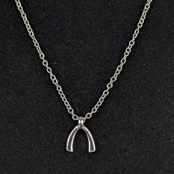 (2/$20) Metal Wishbone Pendant Necklace - Picture 3 of 6